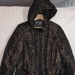 Hilary Radley Studio Animal Print Hooded Coat, SP, Brown/Black